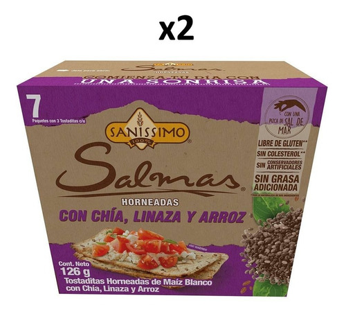 Galletas Salmas Horneadas Con Chia Linaza Arroz 2 Paquetes