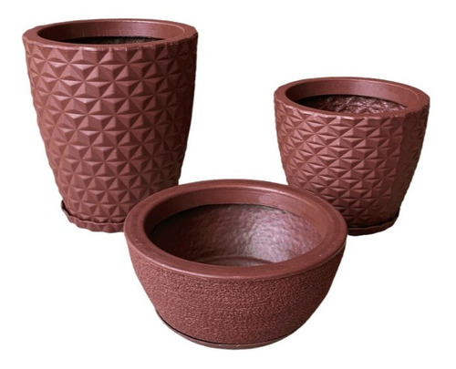 Kit 3 Vasos Decorativos Para Plantas Jardim Casa Diamante 3d