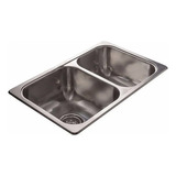 Bacha Cocina Doble Johnson R63/18f Sobre Mesada Encastrar Color Plateado