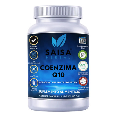 Coenzima Q10 Con Resveratrol Y Colágeno Marino 60 Cápsulas. Sabor Sin sabor | Meses sin interés