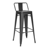 Taburete Tolix Acero Con Respaldo Para Bar O Terraza - Negro