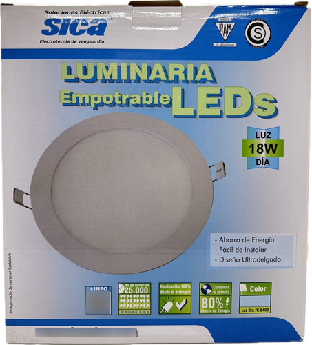 Kit X5 Plafón Panel Led Sica Redondo Embutir 18w Frío/cálido