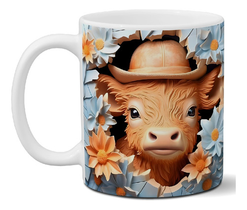 Taza De Cerámica Vaca  Efecto 3 D Importada Con Caja Corrug.