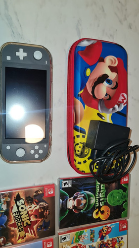 Consola Nintendo Switch Lite Gris +4 Juegos+carcasa+esctuche