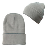 Gorro Beanie Lana / Doblez / Tonos Blanco Negro