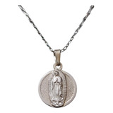 Cadena Collar Virgen De Guadalupe Redon Hombre Plata 925 + C