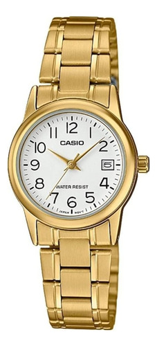 Reloj Casio  Ltpv002 G-7b2 Mujer Fechador Pulsera Dorado