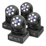 Kit 4 Moving Head 2em1 Spot Led 40w + Wash 6 Leds 8w Rgbw Dj