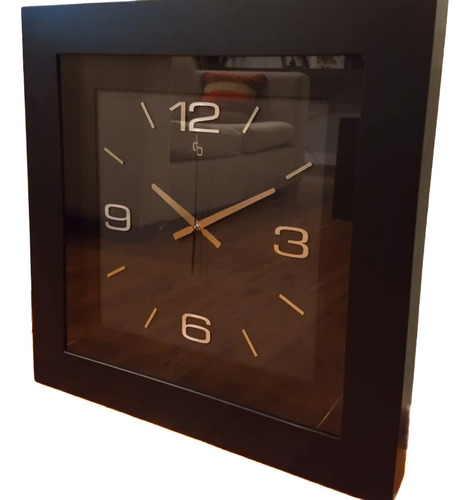 Reloj De Pared Grande 60x60x7 De Madera  Negro Satinado