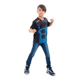 Roupa Tática Preto Com Azul Infantil Nerf Masculino P Ao G