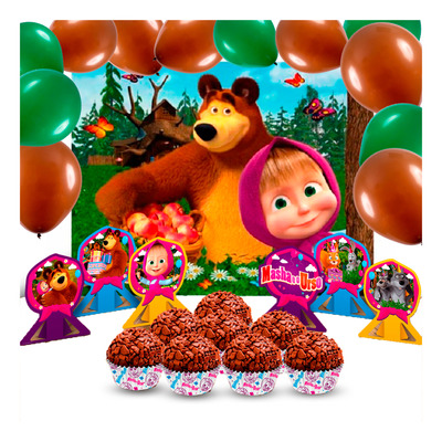 Kit Festa Completo 207 Pçs Decoração Masha E O Urso Festa