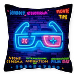 Cojín Tla Almohada Cinema Lentes 3d Cine Luces Neón 