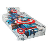 Sábana Infantil Marvel Cap América 100% Algodón Twin -45-