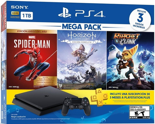 Consola Ps4 Slim De 1tb +3 Juegos +plus 3 Meses