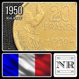 Francia - 20 Centimes - Año 1950 B - Km #917 - Gallo