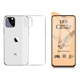 Funda Goma Estuche Transparente + Vidrio Para iPhone 11 Pro 