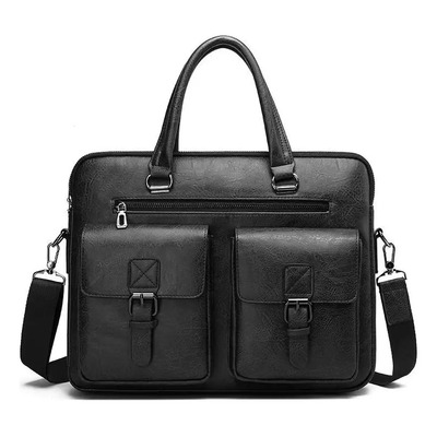 Portafolios Para Hombre Retro Maletin De Cuero Vegano Pu