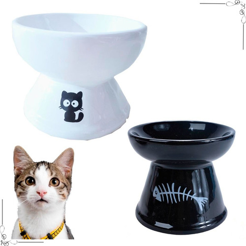 Bebedouro Para Gato Comedouro Bebedor Gato Em Cerâmica Luxo