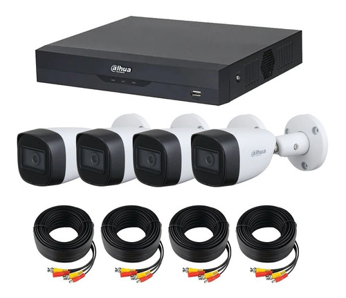 Kit Dahua Dvr 4 Canales De 5mp, 4 Camaras Bullet Y Cables