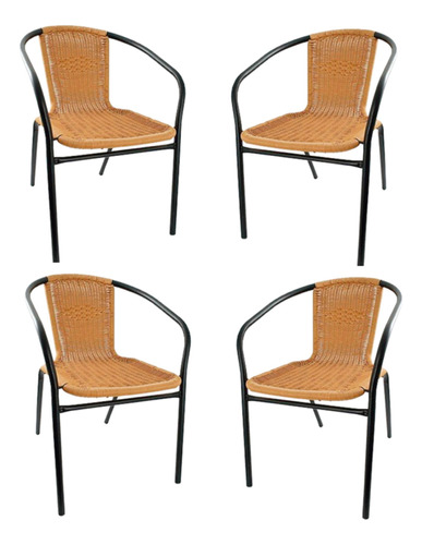 Silla X 4 Ratan Rattan Sillas Jardin Exterior Apilable 