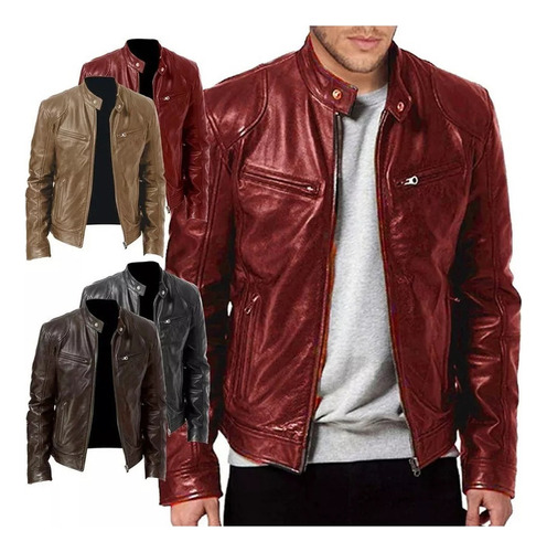 Lazhu Chaqueta De Cuero Para Hombre Chaqueta Fría Ajustada