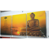 Cuadro Tríptico Decorativo Buda Meditacion Lienzo  81x36cm