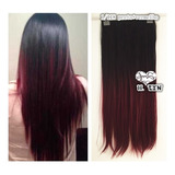 Cabelo Aplique 140g Tic Tac 65cm Cor 1t118 Preto Vermelho Ombre Hair Californiana