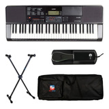 Kit Teclado Ct-x700 + Capa Luxo + Pedal Sustain + Suporte Cor Preto 110v/220v