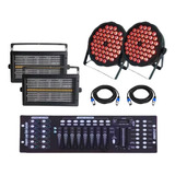  Canhão 54 Leds Iluminação + Mesa Dmx Dj + 2 Mini Strobo 60w