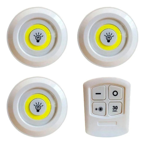 Juego De 3 Focos Led Con Control Remoto Inalámbrico