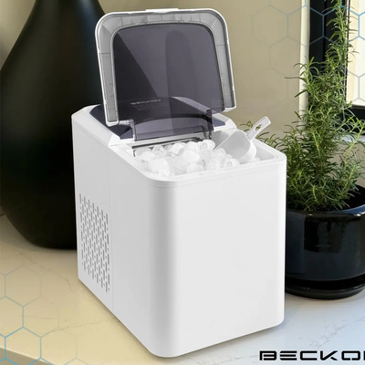 Máquina para hacer hielos IM Blanco Peony Ice machine Beckon automática de 12kg por día hielo de 2 tamaños tipo bala con canasta y pala | Meses sin interés