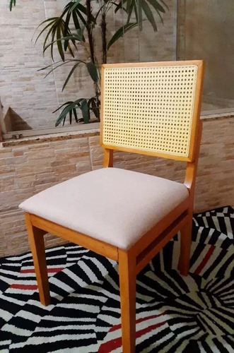 Kit 4 Cadeiras Natural De Madeira Maciça Com Telinha Palinha