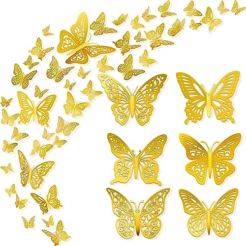 Adhesivo Decorativo Pared De Mariposa, 144 Piezas, 3 Ta...