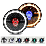 Farola Led Redonda Moto Royal 7 Pulgadas Calavera Aro Neon