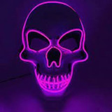 Máscara Led Neon Caveira Pisca Halloween Festa Rave Cor Roxo