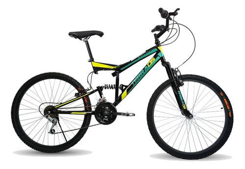 Bicicleta Montaña Terra Doble Suspension 18 Vel Rodada 26 Color Negro/verde