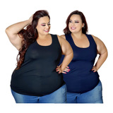 Kit 2 Blusa Regata Feminina Plus Size Especial G1 Ao G5