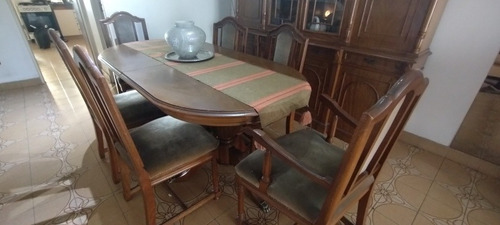 Juego De Comedor Antiguo. Mesa Y Sillas