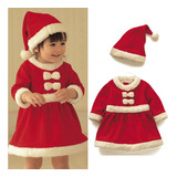 Vestido De Navidad Para Bebé Niña Con Sombrero