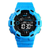 Reloj Hombre Skmei 1472 Sumergible Digital Alarma Cronometro Color De La Malla Celeste