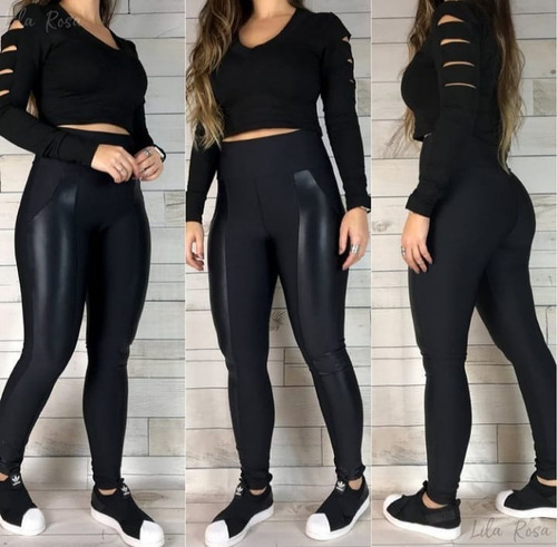 Calça Legging Montaria, Interior Flanelado Com Listra Cirre