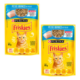 Kit 2 Friskies Sachês P Gatos Adultos Sabor Peixe Branco 85g