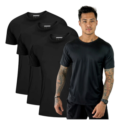 Kit 3 Camiseta Masculina Academia Dry Fit Básica Treino
