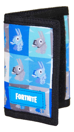 Billetera De Hombre Fortnite Neoprene Diseño Azul-blanco