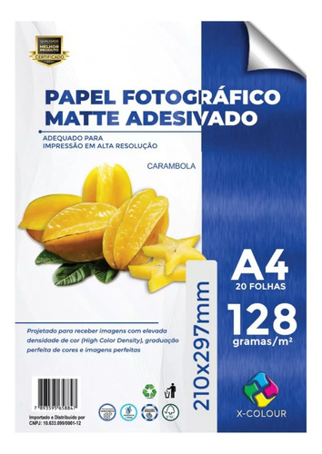 Papel Fotográfico Matte Adesivo 128gr A4 X-colour 200 Folhas