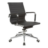 Silla De Escritorio Koa Ofi230 Ergonómica  Negra Con Tapizado De Cuero Sintético