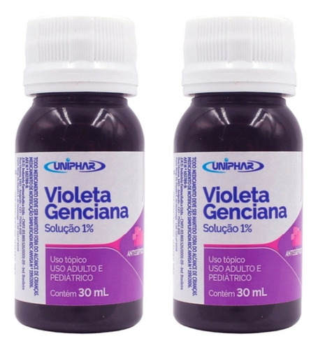  Kit Com 2 Violeta Genciana Solução 1% 30ml Cada Uniphar