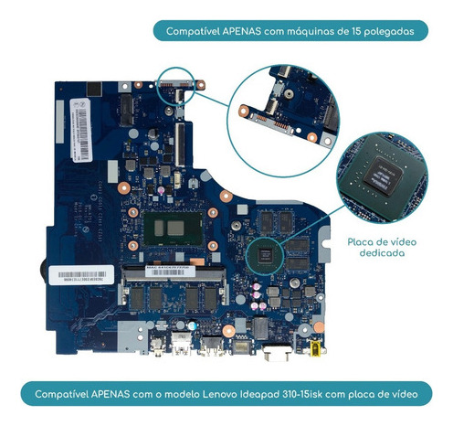 Placa Mãe Lenovo Ideapad 310-15isk  I5 Ddr4 Sem Conector Dvd