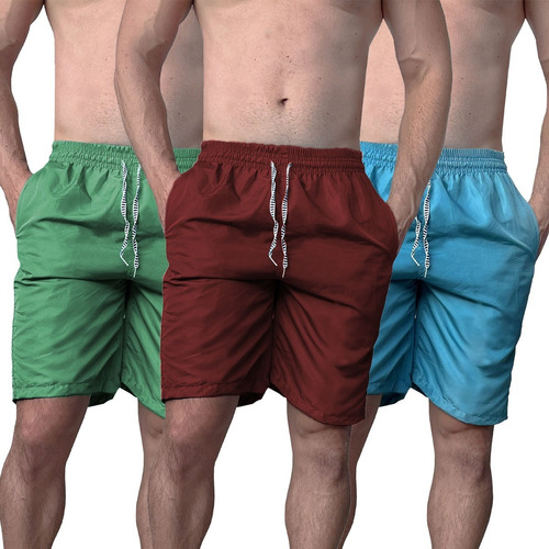 Kit 8 Bermudas Masculina Lisas Tactel Academia Praia Esporte