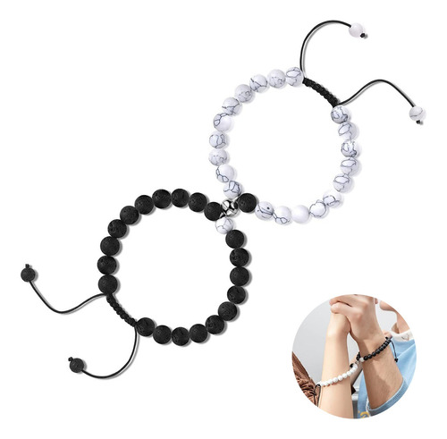 Set X2 Pulseras Con Iman Amor Pareja Para Compartir Yin Yang